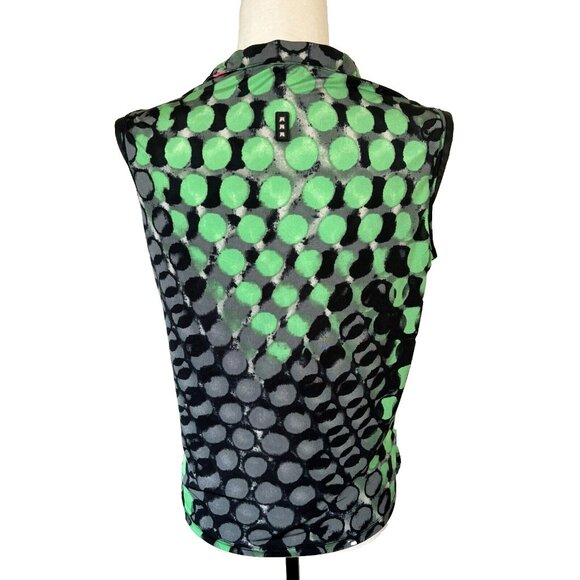 JAMIE SADOCK Sleeveless Golf Top Green Black Geometric Faux Leather Trim Size L? - Picture 5 of 9